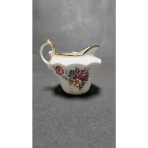 Vintage Salisbury English Bouquet Bone China Mini Creamer Pitcher Floral Gold